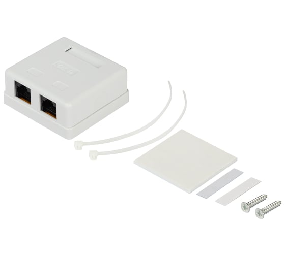 Компьютерная розетка ЭРА RJ45 категория 5е неэкранированная, 2 порта, упаковка 30 шт. Б0056902