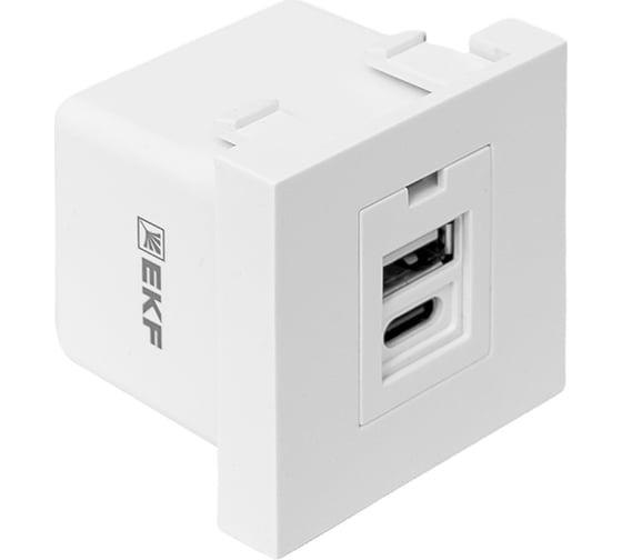 Розетка EKF USB A+C, 2.1А, 2 гнезда, без индикатора E2MR2-21USB-10-AC