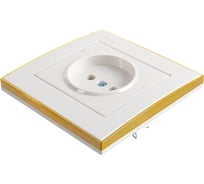 Розетка LEZARD RAIN б/ з керамика белый с бок. вст. золото 703-0226-121