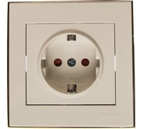 Розетка LEZARD RAIN с защитой от детей керамика белый с бок. вст. золото 703-0226-124