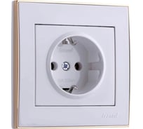 Розетка LEZARD RAIN с/ з керамика белый с бок. вст. золото 703-0226-122