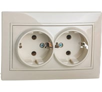 Двойная розетка LEZARD MIRA с/ з керамика крем со вставкой 701-0303-127