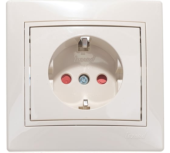 Розетка LEZARD MIRA с защитой от детей керамика крем со вставкой 701-0303-124 1