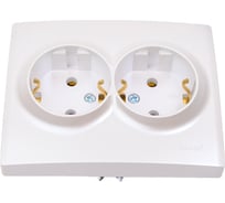 Двойная розетка LEZARD KARINA с/ з керамика жемчужно-белый перламутр 707-3000-127