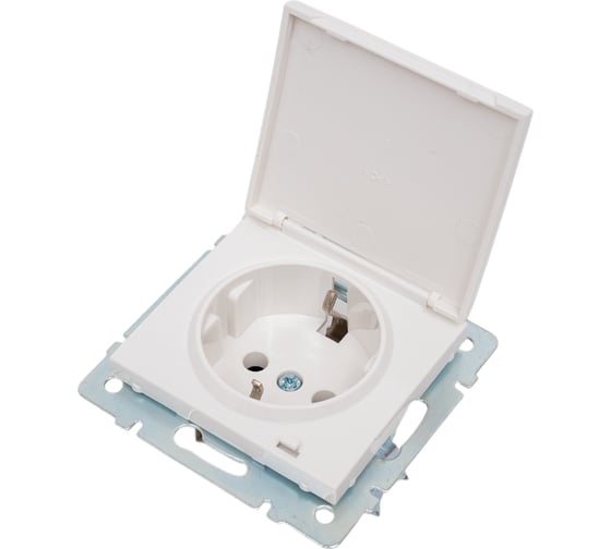 Розетка LEZARD RAIN с/ з с крышкой керамика белая 703-0288-123
