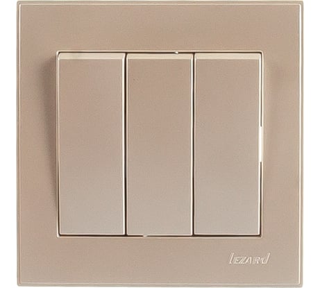 Тройной выключатель LEZARD RAIN жемчужно-белый металлик 703-3030-109