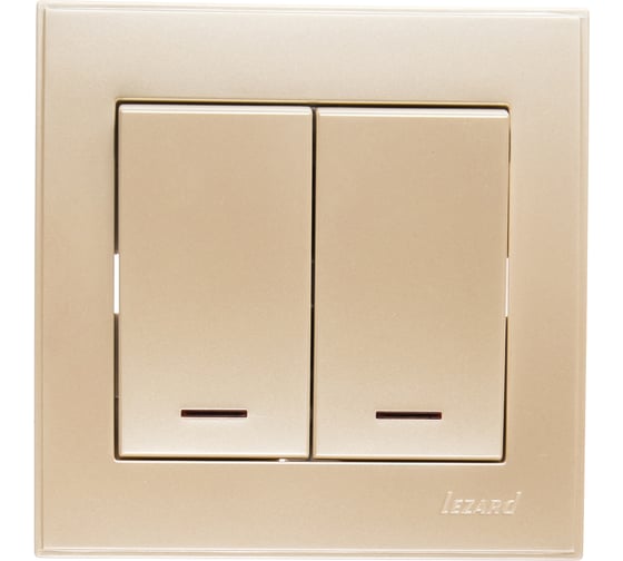 Двойной выключатель с подсветкой LEZARD RAIN жемчужно-белый металлик 703-3030-112