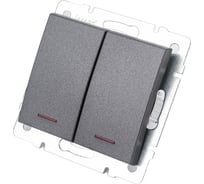 Двойной выключатель LEZARD RAIN с подсв-й цв. черный графит матовый 703-4188-112