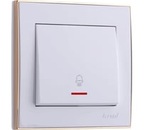 Проходной выключатель с подсветкой LEZARD RAIN белый с бок. вст. Золото 703-0226-114
