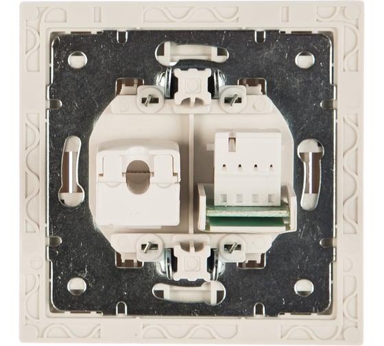 Розетка LEZARD RAIN компьютер+телефон белый с бок. вст. золото 703-0226-143