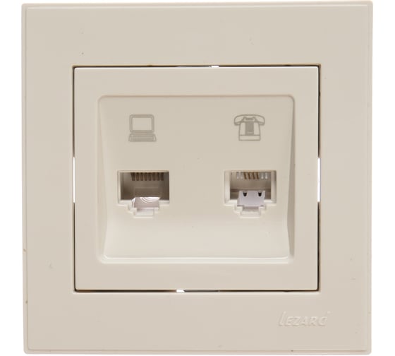 Розетка LEZARD RAIN компьютер+телефон белый 703-0202-143
