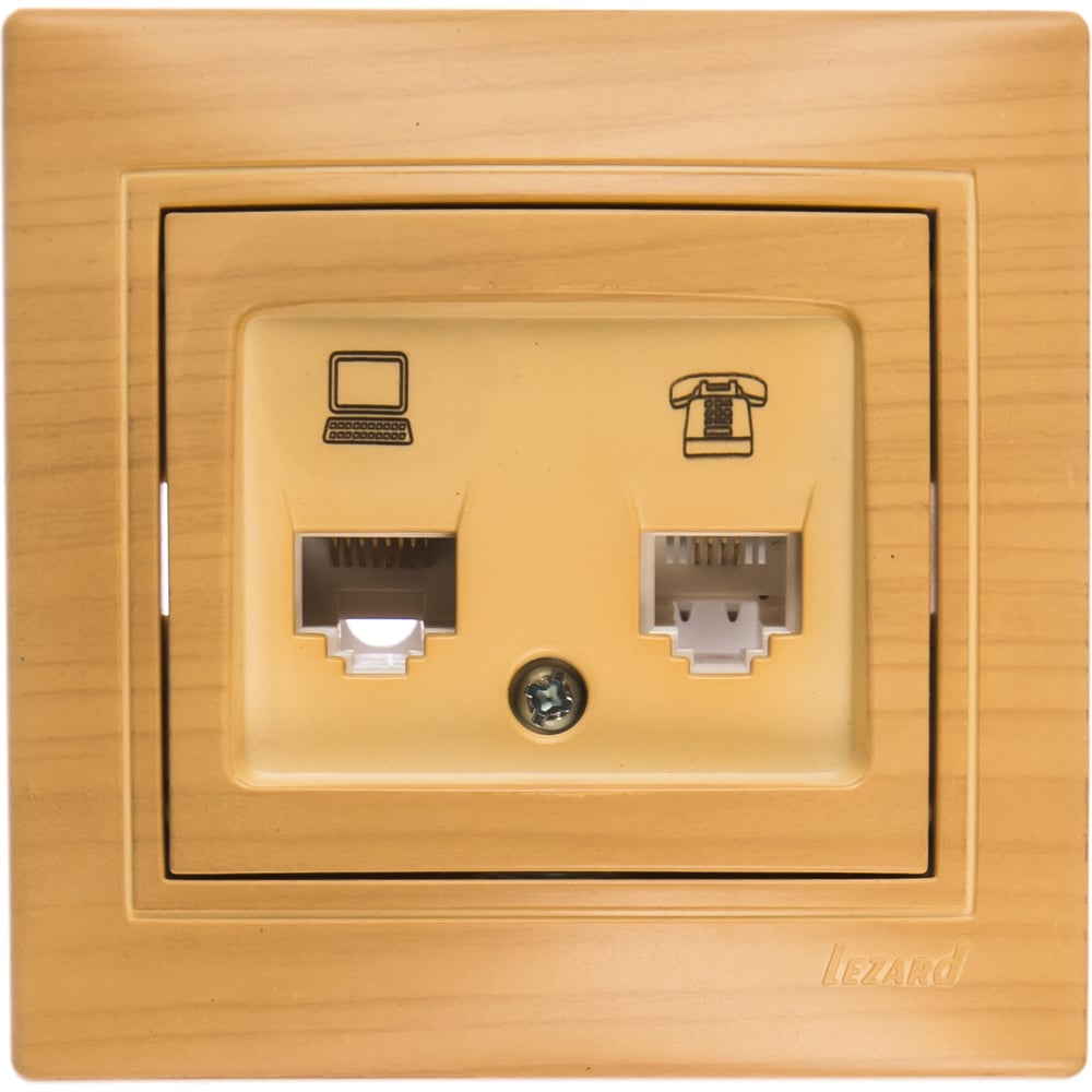 Розетка LEZARD MIRA компьютер+телефон ясень 701-4747-143 - выгодная ...