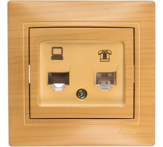Розетка LEZARD MIRA компьютер+телефон ясень 701-4747-143