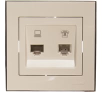 Розетка LEZARD RAIN компьютер+телефон белый с бок. вст. хром 703-0225-143
