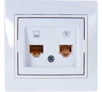 Розетка LEZARD MIRA компьютер+телефон белый с белой вставкой 701-0202-143