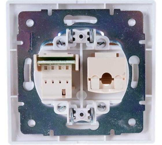 Розетка LEZARD MIRA компьютер+телефон белый с белой вставкой 701-0202-143