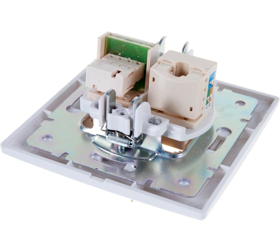 Розетка LEZARD MIRA компьютер+телефон белый с белой вставкой 701-0202-143