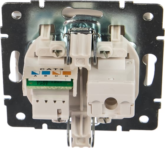 Розетка LEZARD RAIN компьютерная + телефон жемчужно-белый перламутр 703-3088-143
