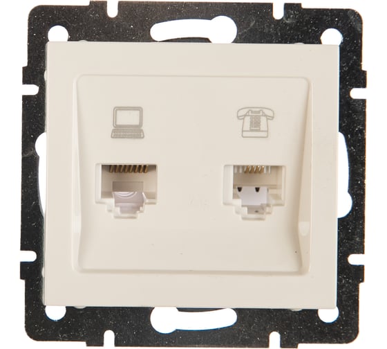 Розетка LEZARD RAIN компьютерная + телефон белая 703-0288-143