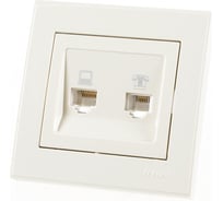 Розетка LEZARD RAIN компьютер+телефон крем 703-0303-143