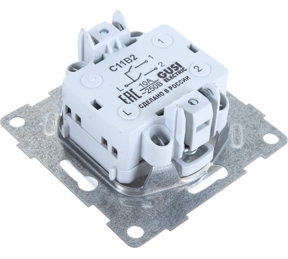 Выключатель GUSI ELECTRIC Ugra 2 клавиши, СУ,10А,250В, белый С11В2-001