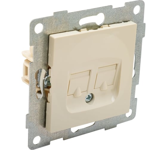Телефонная розетка GUSI ELECTRIC Ugra МЕХ RJ12, двойной, СУ, бежевый С11Т2-003