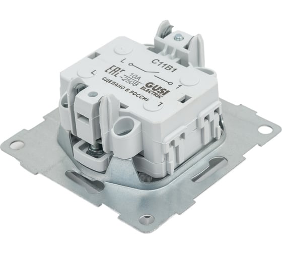 Выключатель GUSI ELECTRIC Ugra 1 клавиша, СУ, 10А, 250В, серебро С11В1-004