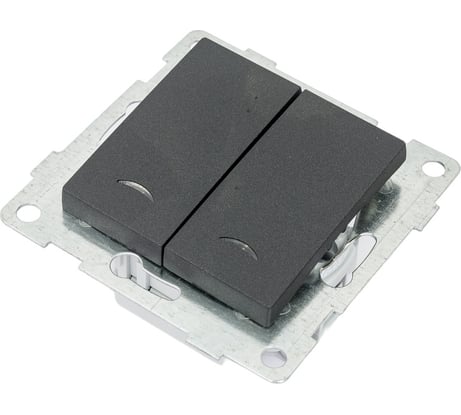 Выключатель GUSI ELECTRIC Ugra 2 клавиши, индикация, СУ, 10А, 250В, графит С11В28-010