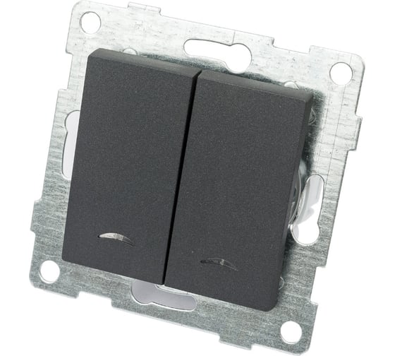 Выключатель GUSI ELECTRIC Ugra 2 клавиши, индикация, СУ, 10А, 250В, графит С11В28-010