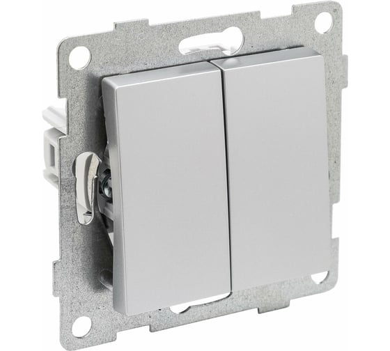 Выключатель GUSI ELECTRIC Ugra 2 клавиши, СУ, 10А, 250В, серебро С11В2-004