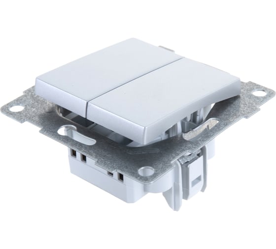 Выключатель GUSI ELECTRIC Ugra 2 клавиши, СУ, 10А, 250В, серебро С11В2-004