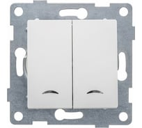 Выключатель GUSI ELECTRIC Ugra 2 клавиши, индикация, СУ, 10А, 250В, белый С11В28-001
