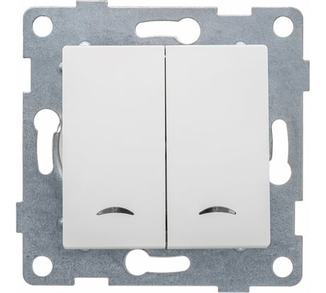 Выключатель GUSI ELECTRIC Ugra 2 клавиши, индикация, СУ, 10А, 250В, белый С11В28-001