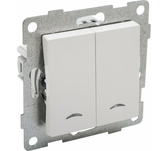 Выключатель GUSI ELECTRIC Ugra 2 клавиши, индикация, СУ, 10А, 250В, белый С11В28-001