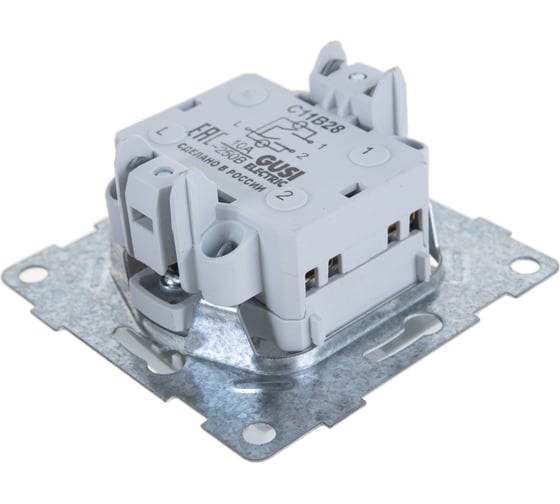 Выключатель GUSI ELECTRIC Ugra 2 клавиши, индикация, СУ, 10А, 250В, белый С11В28-001