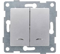 Выключатель GUSI ELECTRIC Ugra 2 клавиши, индикация, СУ, 10А, 250В, серебро С11В28-004