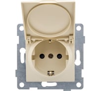 Розетка GUSI ELECTRIC Ugra МЕХ 1-ой с/з с з/ш и крышкой, СУ, 16А, 250В, бежевый С11Р91-003