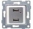 Розетка USB GUSI ELECTRIC Ugra, двойная, СУ, серебро С11USB2-004 1