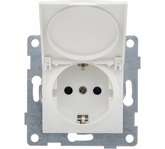 Розетка GUSI ELECTRIC Ugra МЕХ 1-ой с/з с з/ш и крышкой, СУ, 16А, 250В, белый С11Р91-001 1