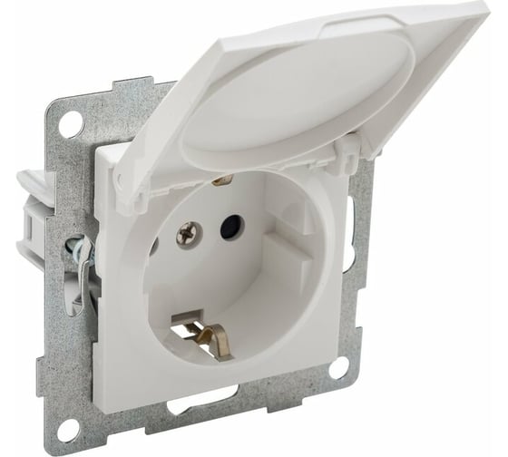 Розетка GUSI ELECTRIC Ugra МЕХ 1-ой с/з с з/ш и крышкой, СУ, 16А, 250В, белый С11Р91-001