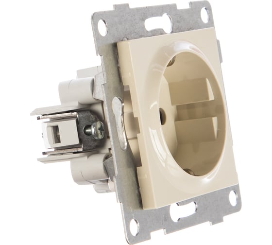 Розетка GUSI ELECTRIC Ugra МЕХ 1-ой с/з с з/ш, СУ, 16А, 250В, бежевый С11Р4-003