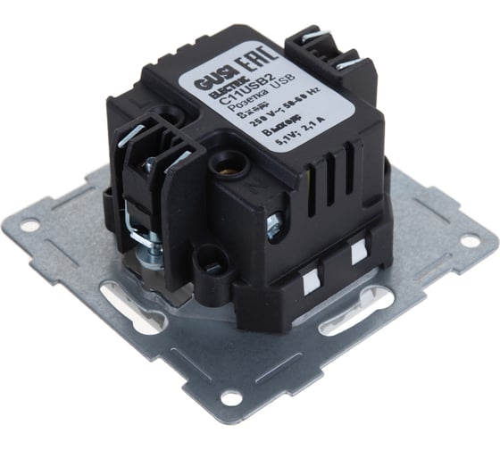Розетка USB GUSI ELECTRIC Ugra двойная, СУ, белая С11USB2-001