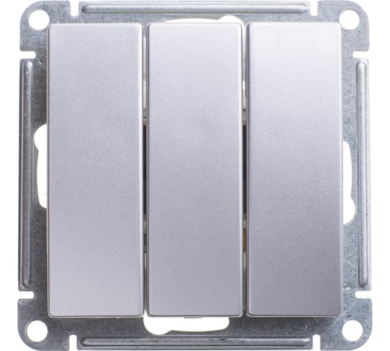 3-клавишный выключатель Systeme Electric Wessen 59 матовый хром 10ах VS0510-351-5-86 1