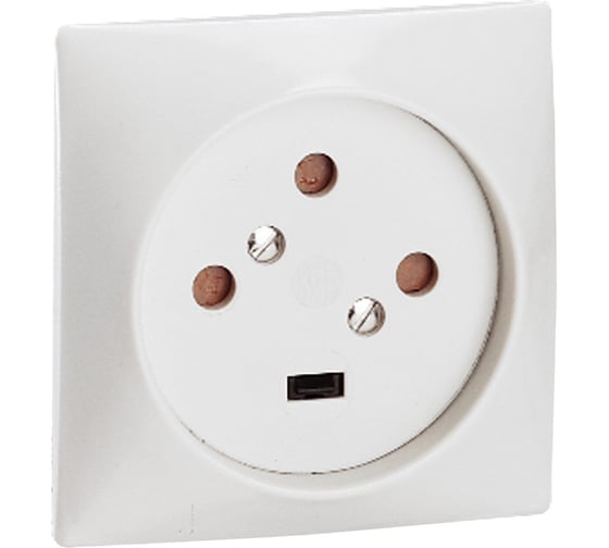 Розетка Legrand встраиваемая 3К+З 20 А 80x80 мм на винтах белый 055425