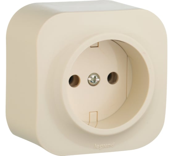 Розетка Legrand без заземления Legrand Quteo без шторок IP20 16А 250В винтовые зажимы накладной монтаж слоновая кость 782240