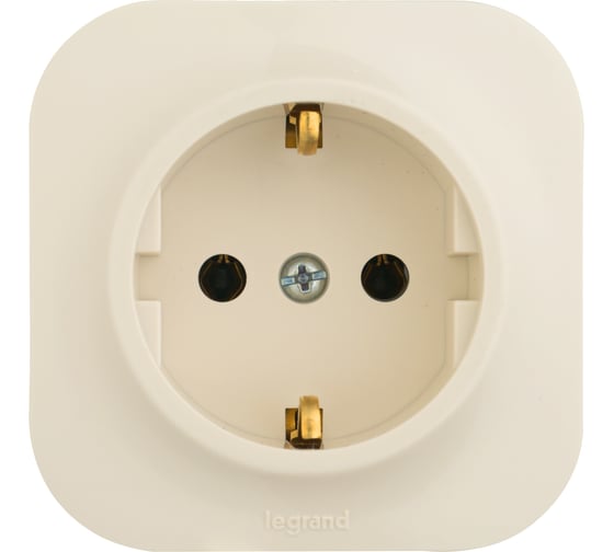 Розетка Legrand с заземлением Legrand Quteo без шторок IP20 16А 250В винтовые зажимы накладной монтаж слоновая кость 782241