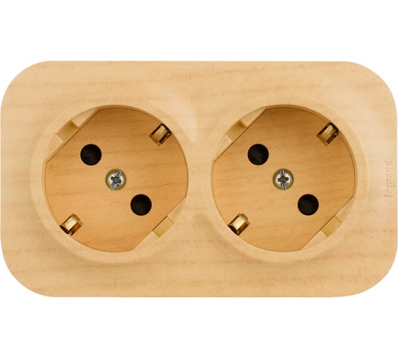 Розеточный блок Legrand 2 x 2К+З с защитными шторками 16 A 250 В~ Quteo IP 20 Дерево 782283