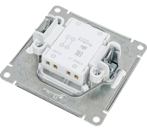 2-клавишный выключатель Systeme Electric Atlasdesign белый с самовозвратом, сх.5, 10ах, механизм ATN000117