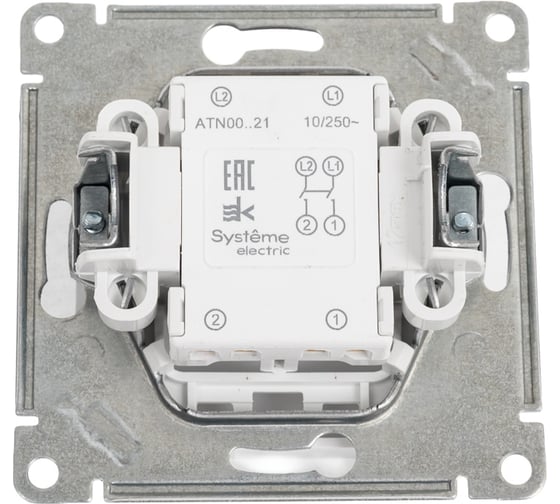 1-клавишный выключатель Systeme Electric Atlasdesign белый 2-полюсный, 10а, механизм ATN000121