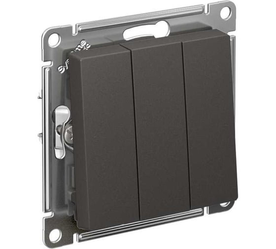 3-клавишный выключатель Systeme Electric Atlasdesign базальт, сх.1+1+1, 10ах, механизм ATN001431 1